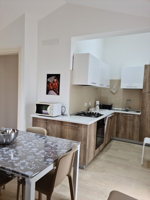 Fridge, microwave, oven, dishwasher