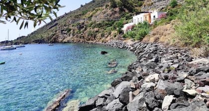 House on the sea in the Aeolian Islands, with terrace and solarium