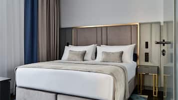 1 sovrum, sängtillbehör av högsta kvalitet och minibar