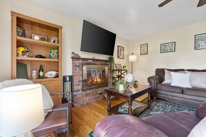 Smart TV, fireplace, video games, foosball