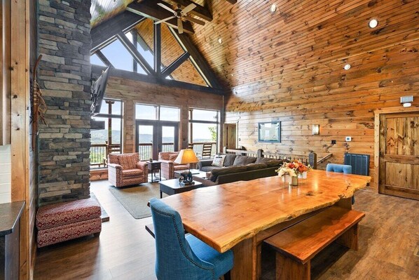 Smart TV, fireplace, video games, DVD player