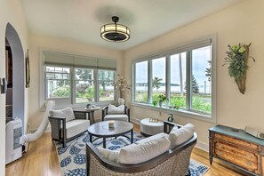 TV, fireplace, books - Walkable New Haven Retreat w/ Ocean Views! (New Haven)