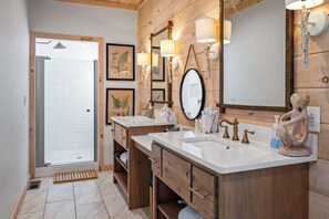 Shower, towels, soap, shampoo