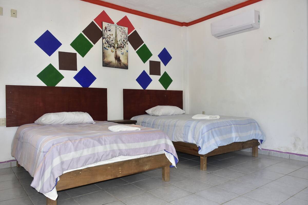 Standard Double Room, 2 Double Beds | Soundproofing, WiFi (free), bed sheets
