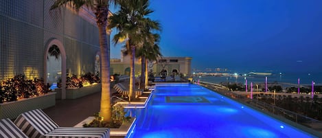 Indoor pool, outdoor pool, open 8:00 AM to 8:00 PM, pool umbrellas