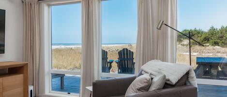 Smart TV, chimenea y libros