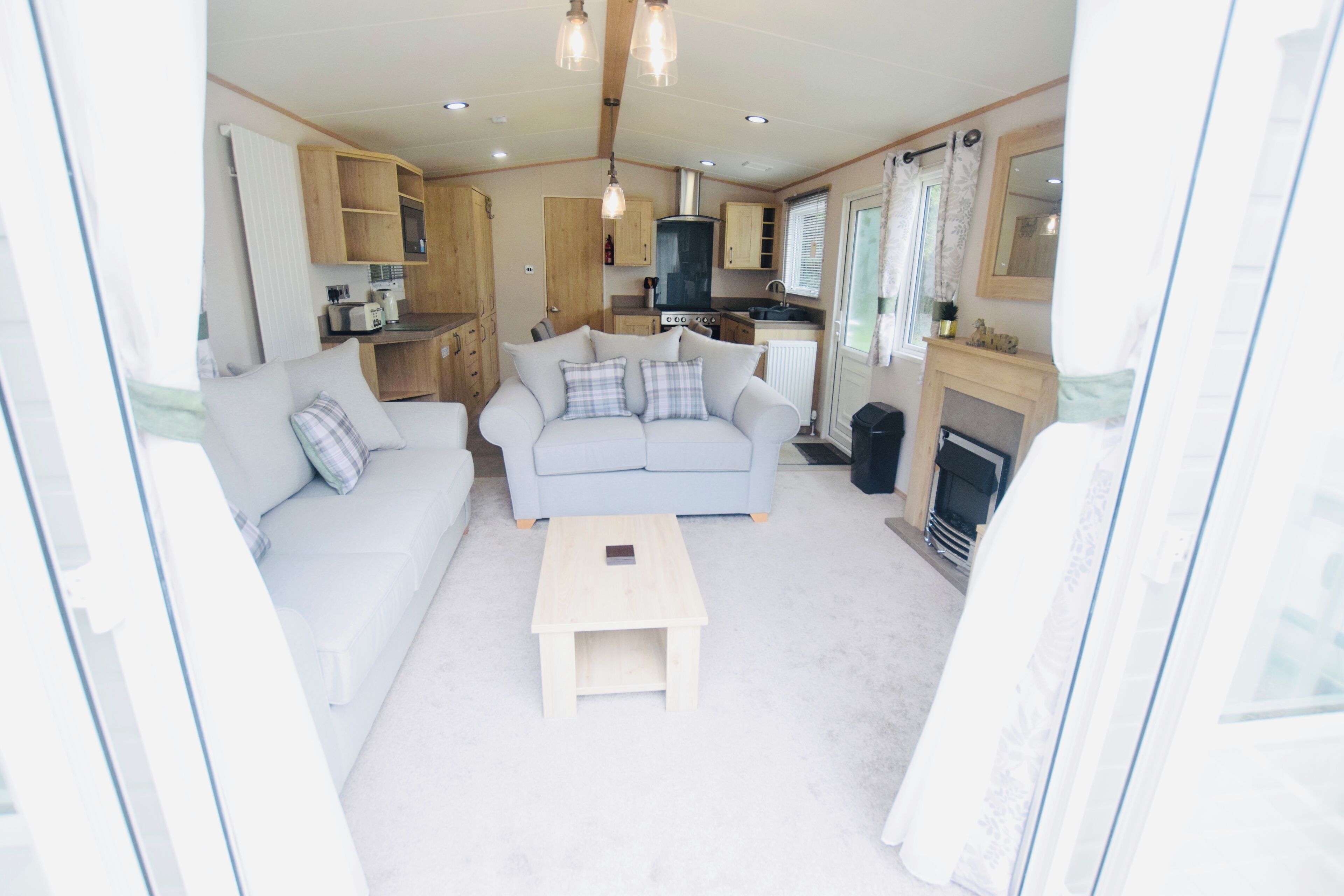 Télévision, cheminée, lecteur de DVD