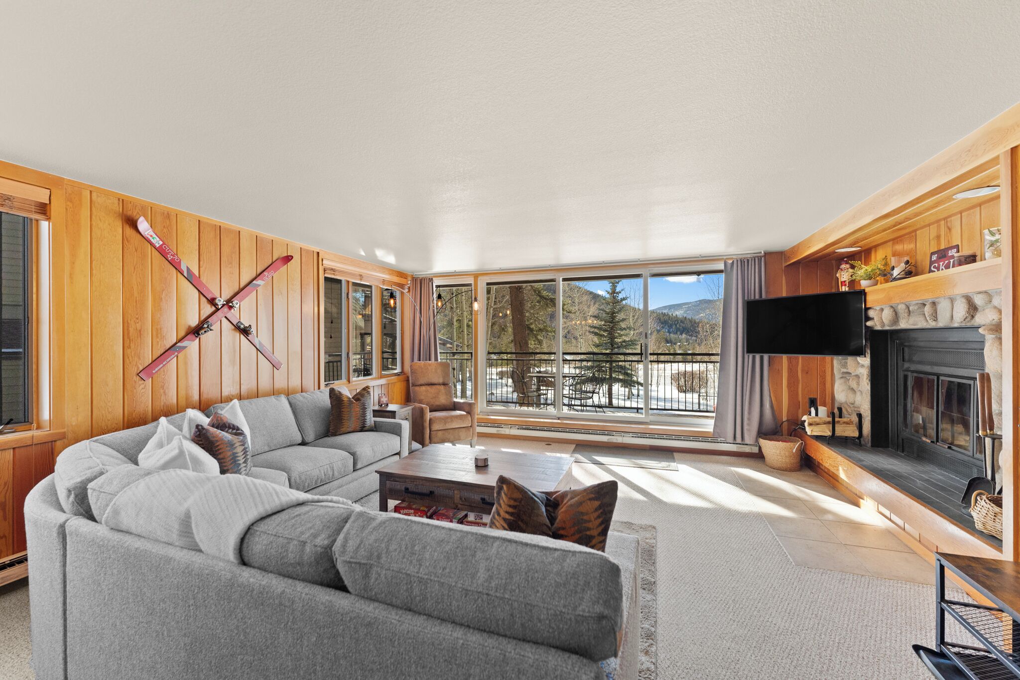 TV, caminetto, lettore DVD