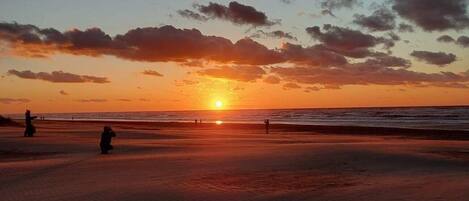 På stranden og solsenger