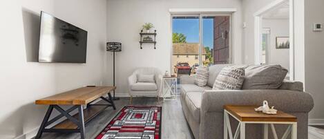 Flat-screen TV, streaming services, offices