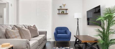 Flat-screen TV, streaming services, offices