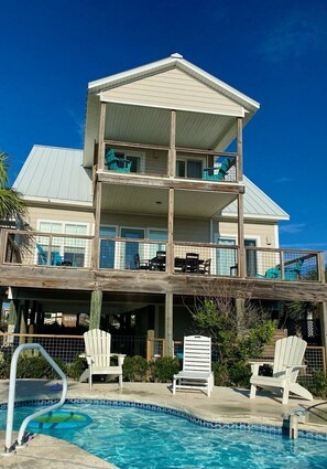 Outdoor pool, a heated pool - Unobstructed Gulf Views with Private Pool and hot tub close to Trading Post! (Port St. Joe)