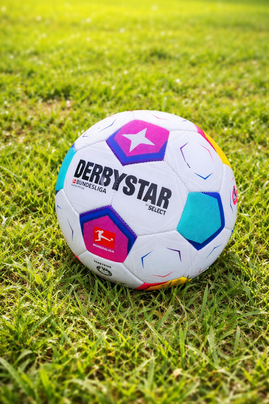 A soccer ball on grass.
