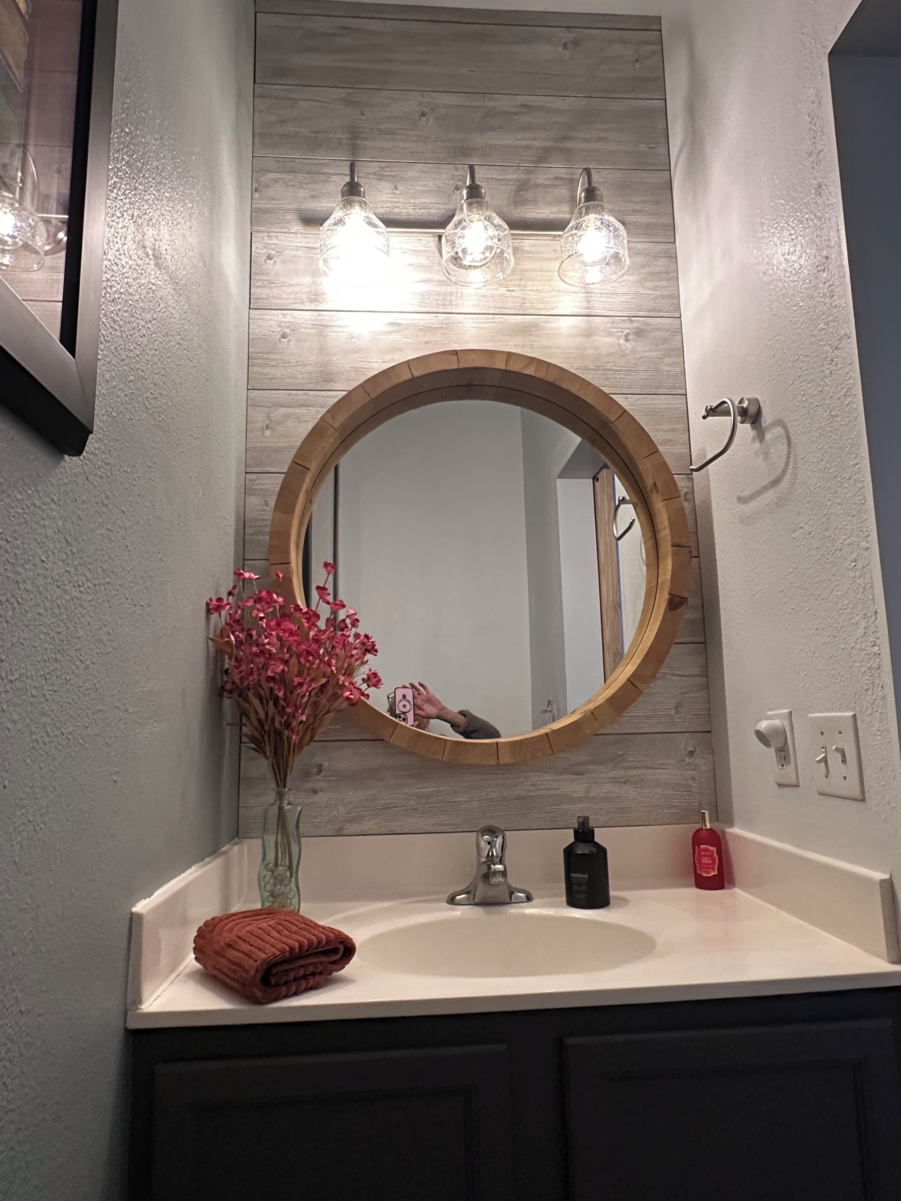 Shower, hair dryer, towels, toilet paper