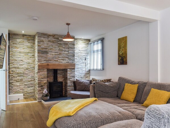 TV, fireplace