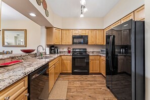 Fridge, microwave, oven, dishwasher