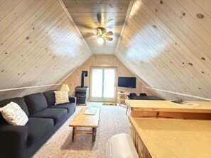 TV connectée, cheminée, lecteur de DVD