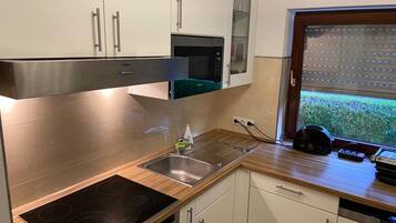 Kühlschrank, Mikrowelle, Herdplatte, Geschirrspüler