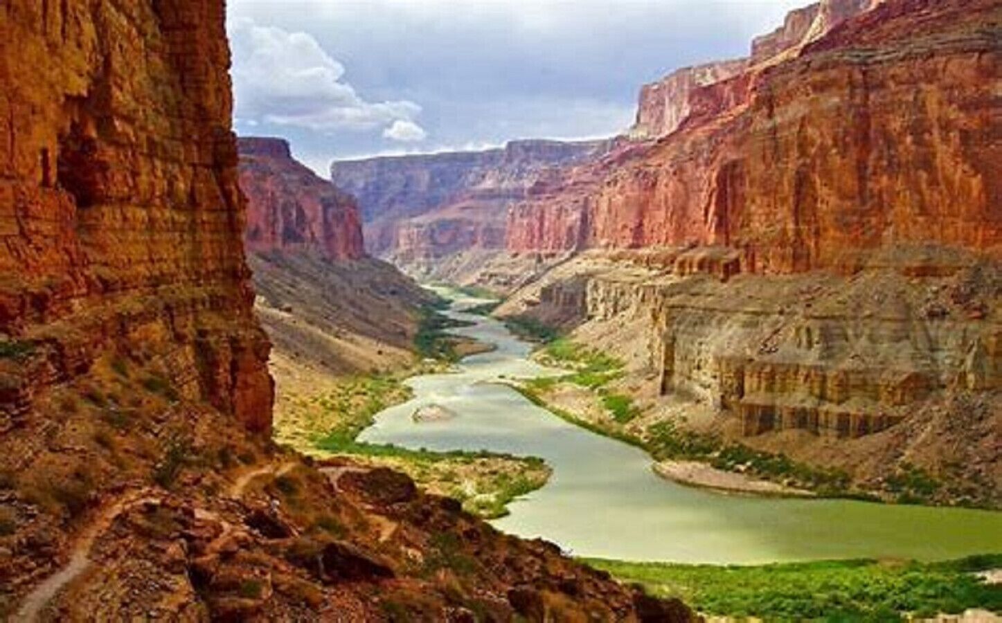 A canyon with a river running through it.