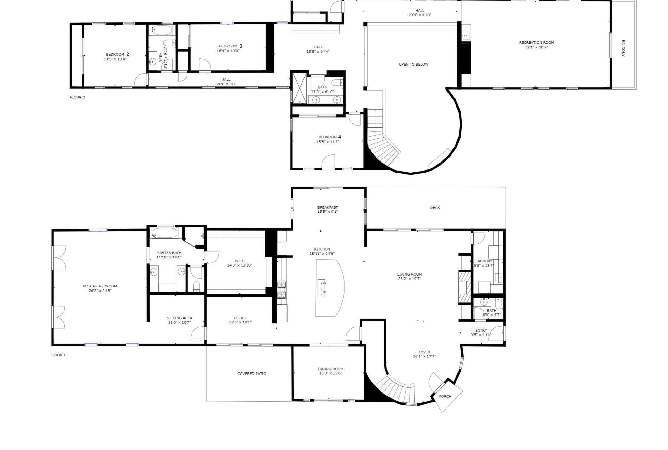 A floor plan of a hotel with multiple bedrooms, a dining room, a kitchen, a living room, a bathroom, and a balcony.
