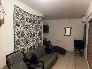 Queen Apartment with kitchenette | Living area | 50-inch LCD TV with digital channels, TV - San Felipe Place To Stay B&B (San Felipe)
