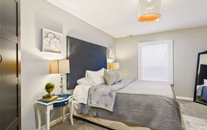 2 bedrooms, desk, iron/ironing board, travel crib