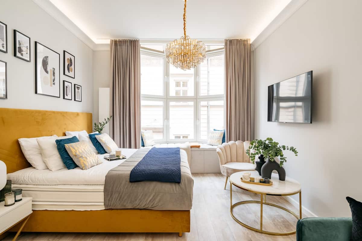 Suíte estúdio luxo | Roupas de cama premium, individualmente decorados