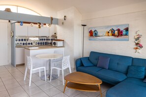 TV, DVD player, stereo - Apartment 'Rooftop Front De Mer' with Sea View, Private Terrace and Wi-Fi (Saint-Cyprien)