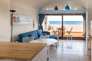 TV, DVD player, stereo - Rooftop Beachfront Apartment with Sea View, Private Terrace and Wi-Fi (Saint-Cyprien)