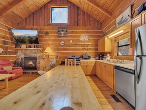 Fridge, microwave, oven, stovetop - Rise & Shine with Game Room Fun - Pet-Friendly Cabin near Gatlinburg! (SEVIERVILLE)