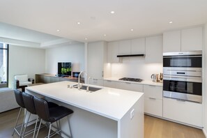 Fridge, microwave, coffee/tea maker, toaster