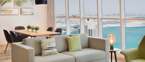 Apartment, 1 Bedroom, Non Smoking, City View | Living room | 55-inch LCD TV with cable channels, TV