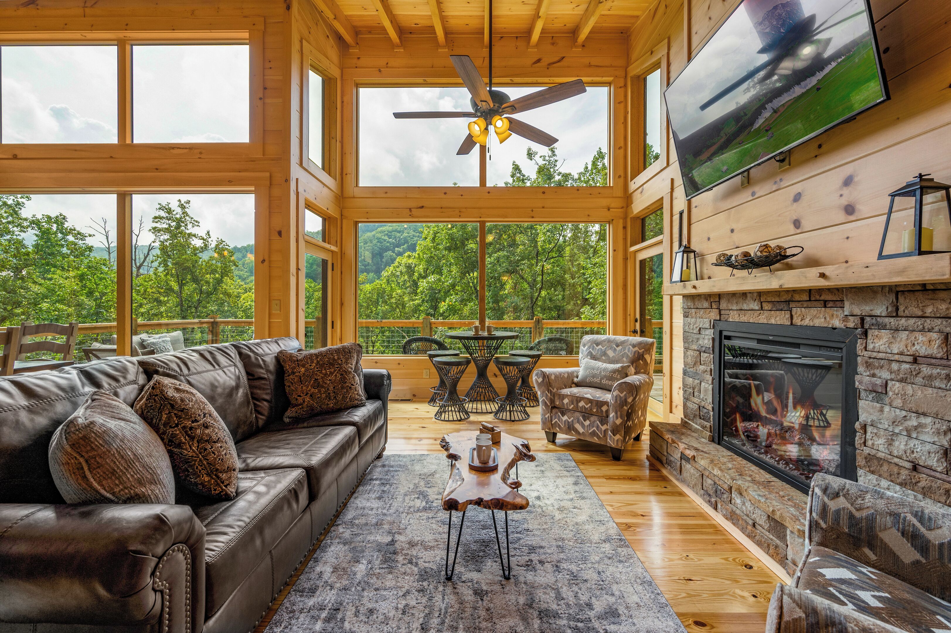 Smart TV, fireplace, video games