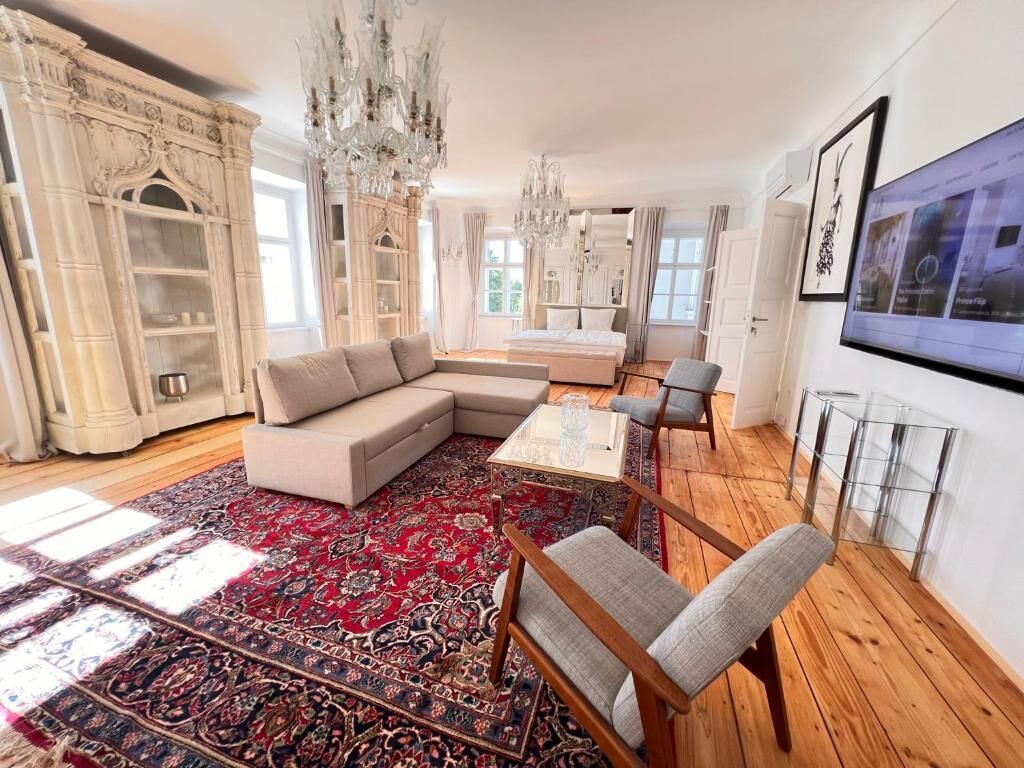 Deluxe Apartment | Living room | 55-inch Smart TV with digital channels, TV