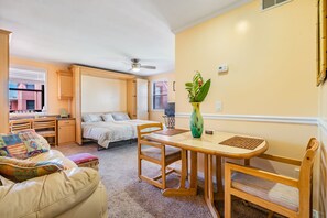 Desk, iron/ironing board, travel cot, free WiFi