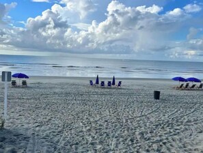 Beach nearby, sun loungers