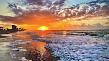 Beach nearby, sun loungers