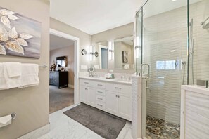 Luxury Condo, 2 Bedrooms | Bathroom | Separate tub and shower, hair dryer, towels, soap - St. James Place (Avon)