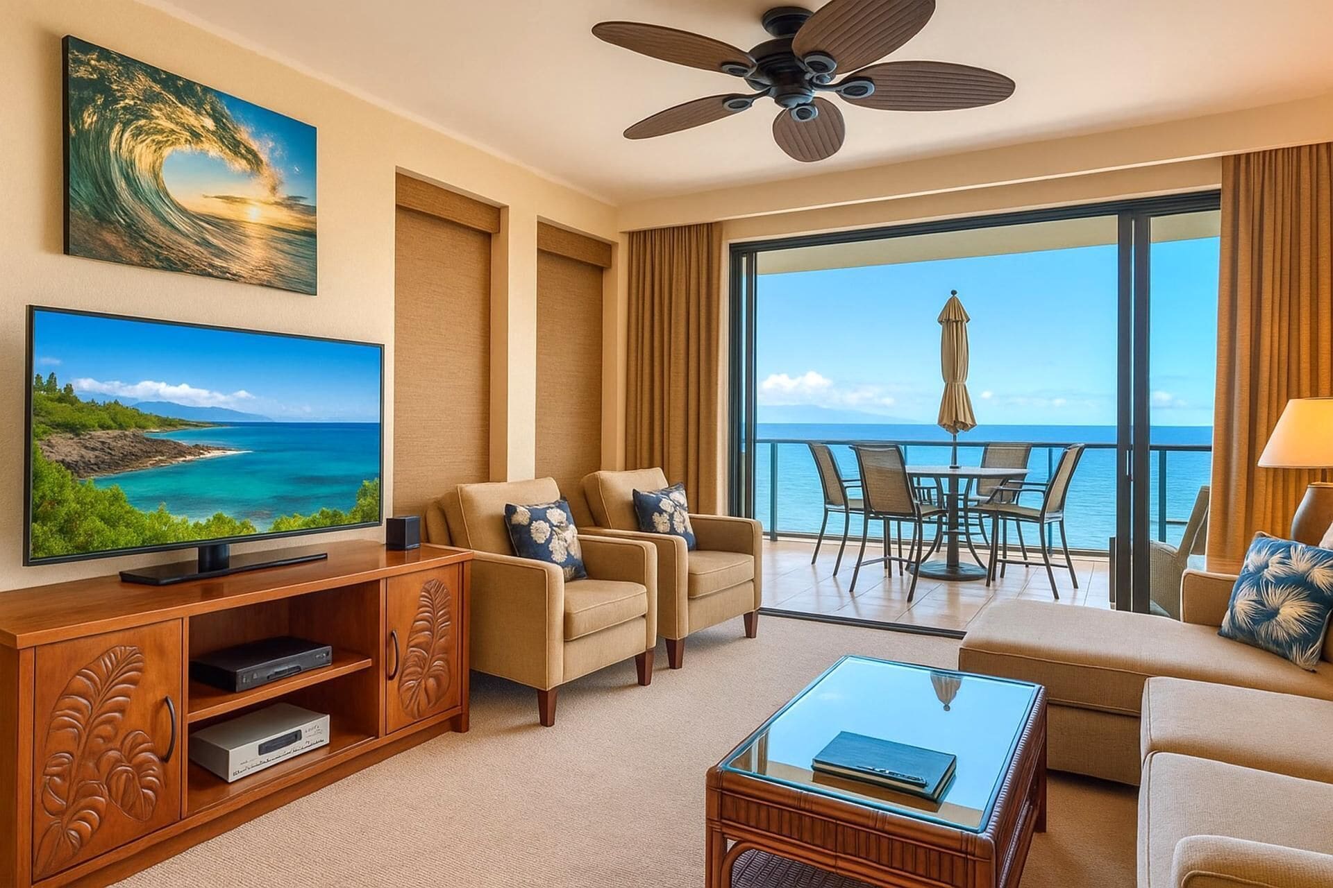 公寓客房, 1 間臥室, 露台, 海景 (KGV-22T5) | 客廳 | 電視