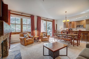 Televisión, chimenea y reproductor de DVD