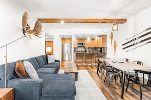 Smart TV, fireplace, stereo
