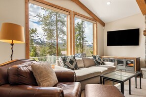 Smart TV, fireplace, DVD player
