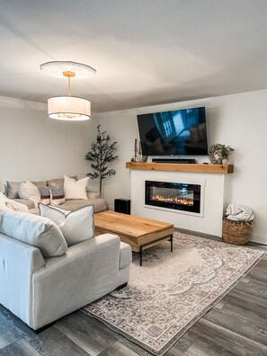 Smart TV, fireplace, printers
