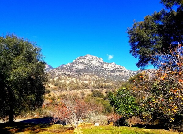A mountainous landscape with a clear sky.