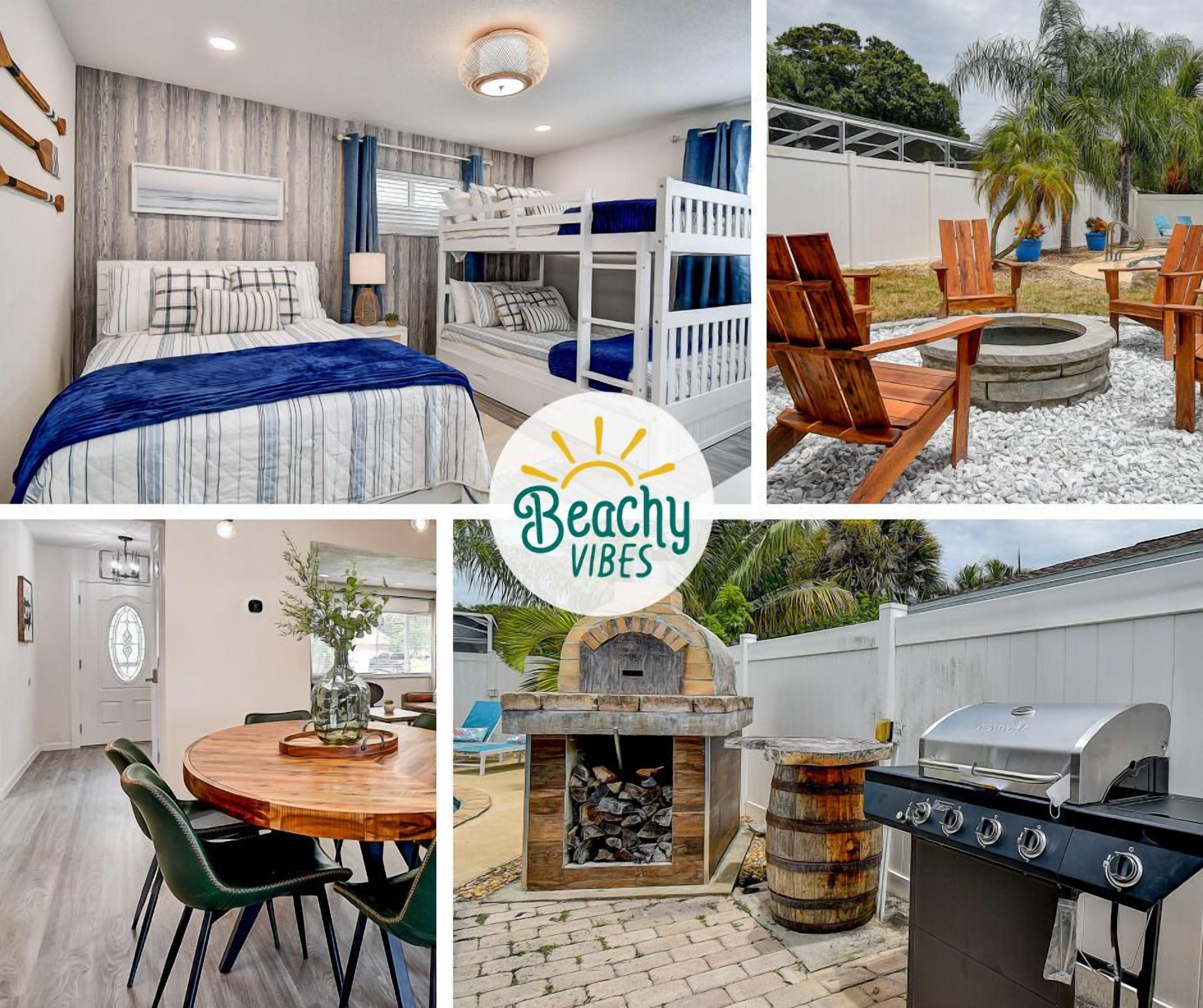 Heated Pool Home w Lanai  Firepit - 6 Min 2 Beach