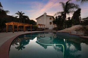 Outdoor pool, a heated pool - Spanish Casita With Game Room/Putting Green/ Beach VolleyBall/Pool Slide/Hottub! (Escondido)