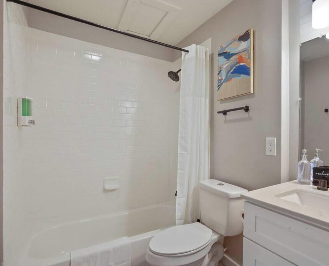Eco-friendly toiletries, hair dryer, towels, soap