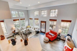 智能电视、壁炉、书、影片库