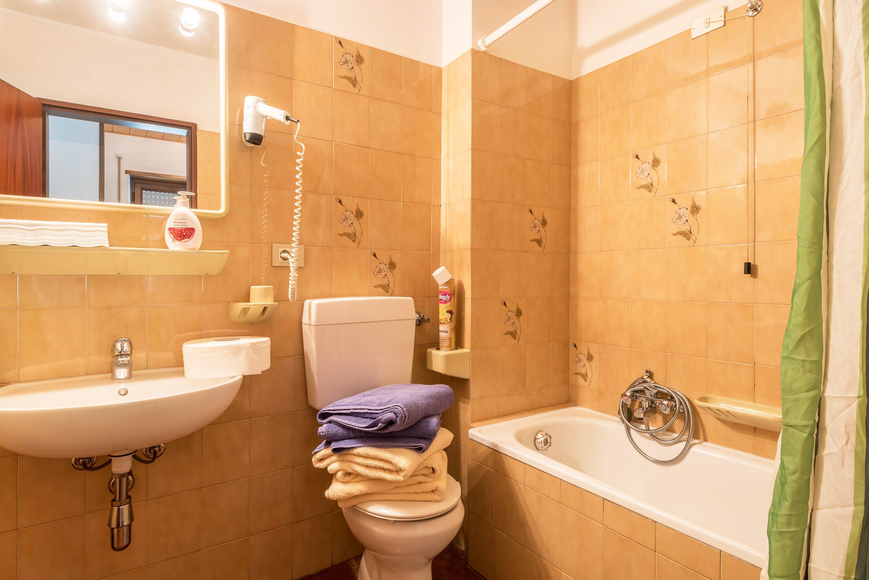 Baignoire, sèche-cheveux, serviettes fournies