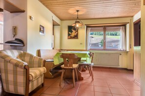 Dining - 'Pension Sonia Apartment 102' with Mountain View, Garden & Wi-Fi (Funes)